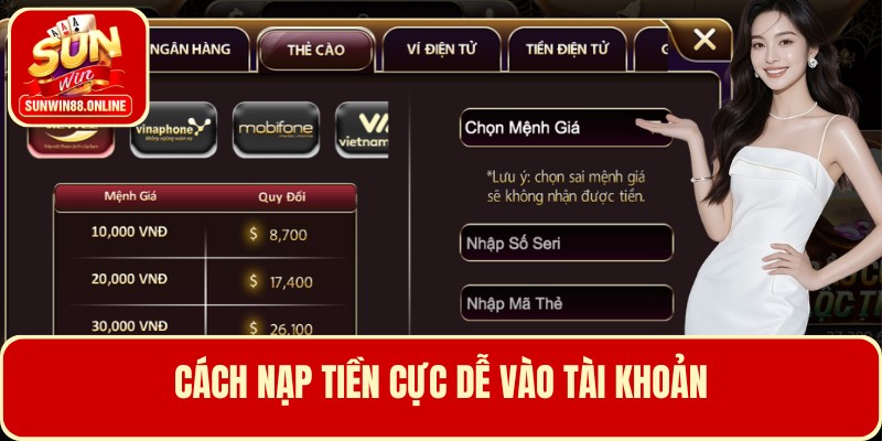 Cách nạp tiền cực dễ vào tài khoản