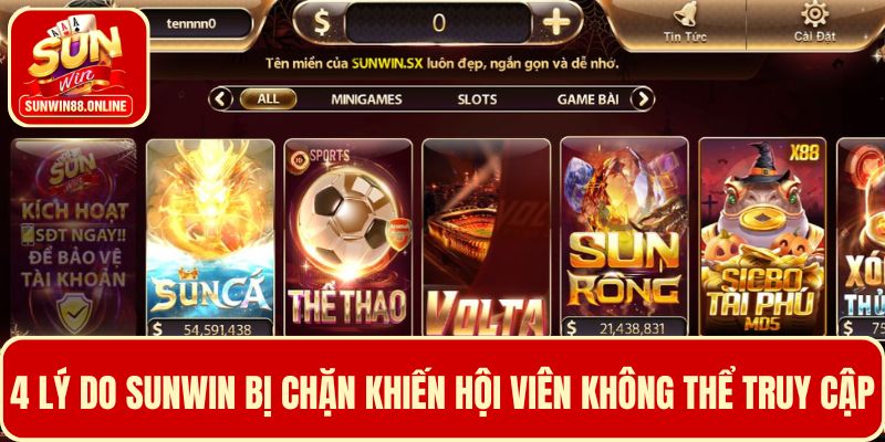 4 Lý do thường gặp về tình trạng Sunwin bị chặn